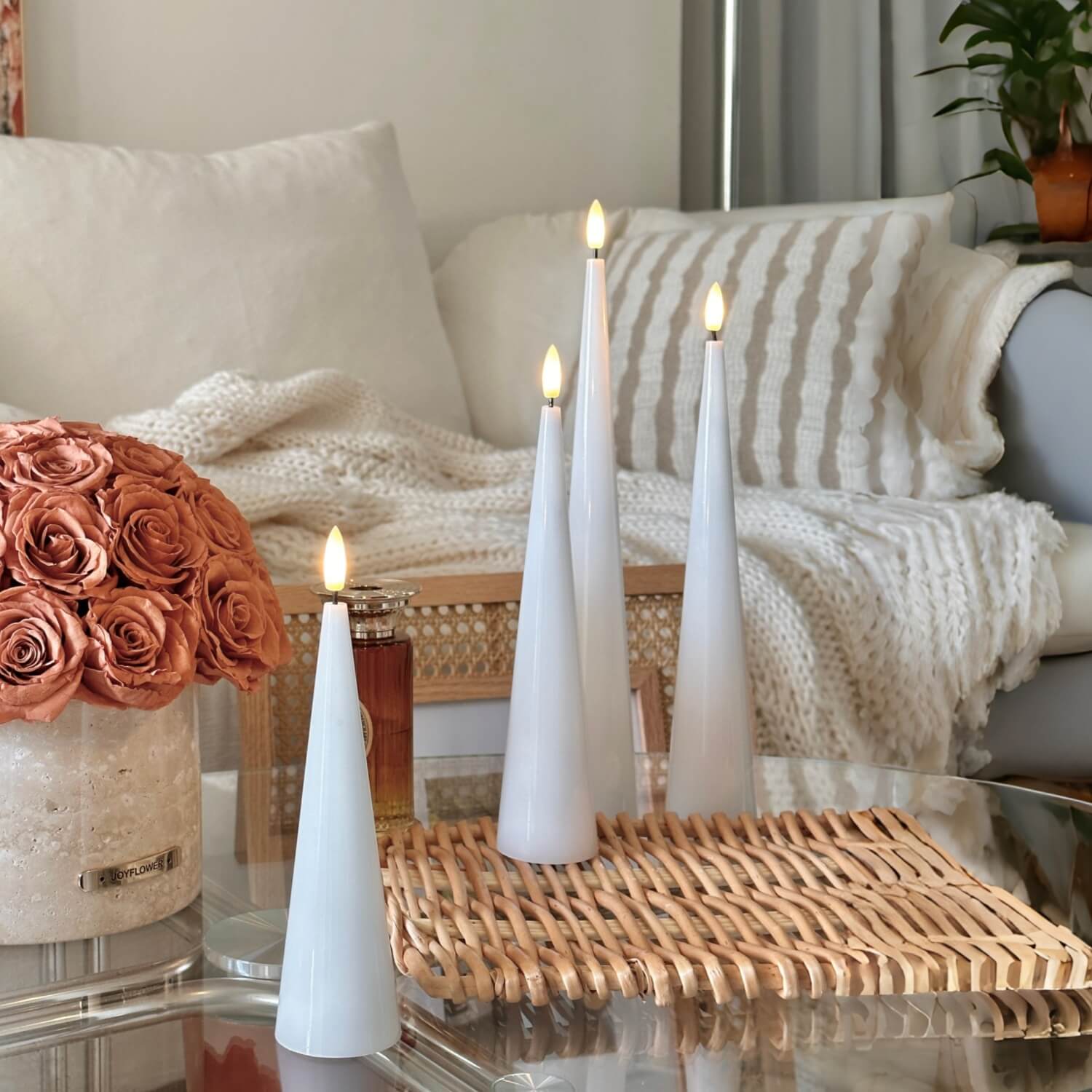 Shiny Cone Candles – Set of 4