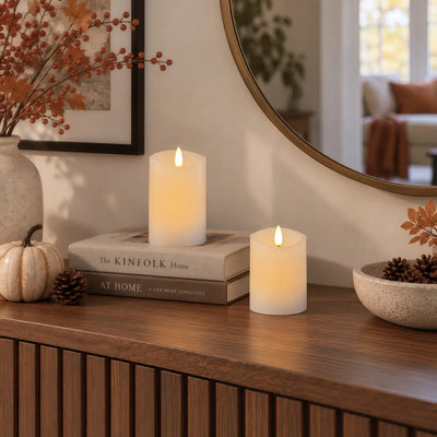 Wave Flameless Pillar Candles – Set of 3