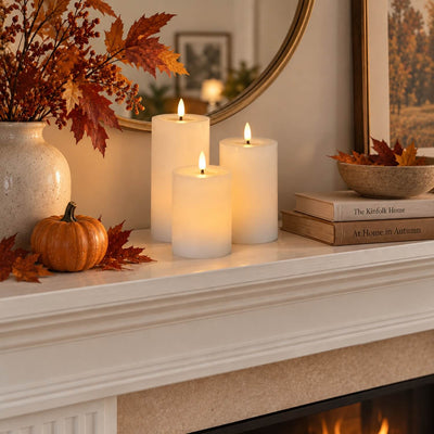 Flat Flameless Pillar Candles – Set of 3