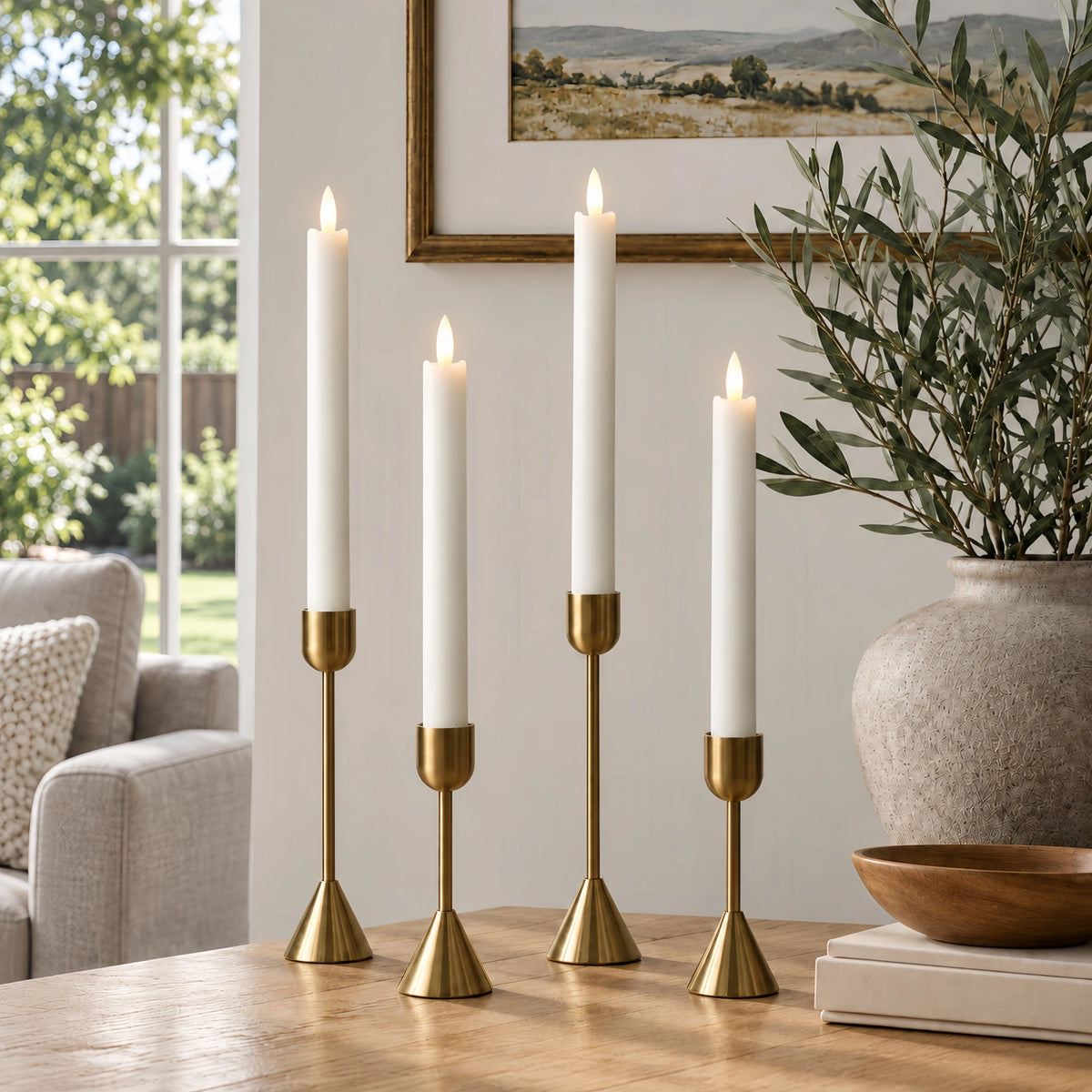 Wave Flameless Taper Candles 9.8"
