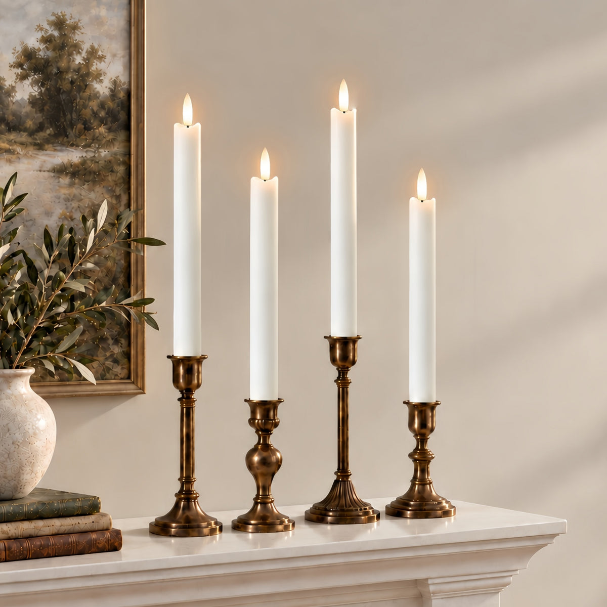 Wave Flameless Taper Candles 9.8"