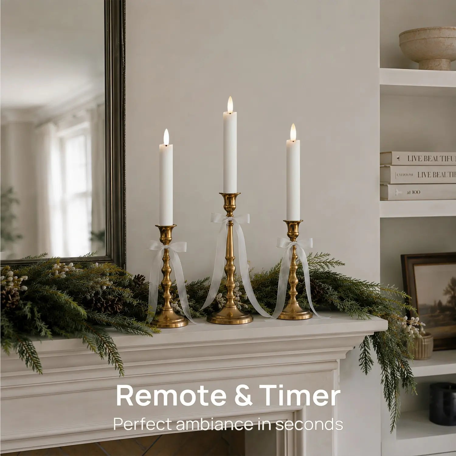 Wave Flameless Taper Candles 6.3"