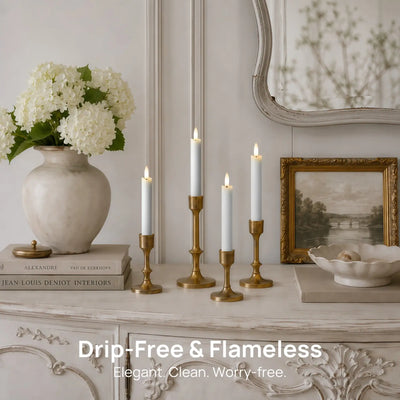 Wave Flameless Taper Candles 6.3"