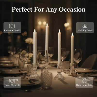 Wave Flameless Taper Candles White